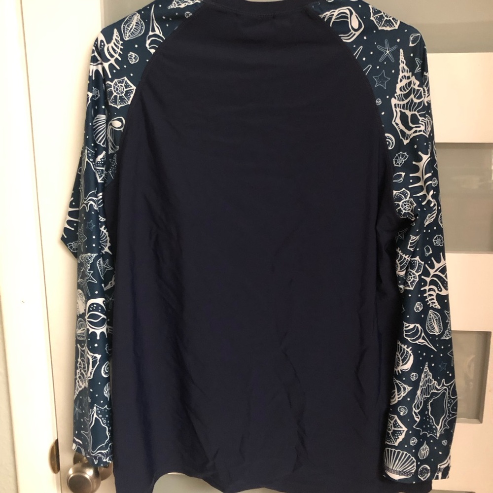 Women's Navy Raglan Long-Sleeve Tee with Nautical Print Sleeves w/Matching Short